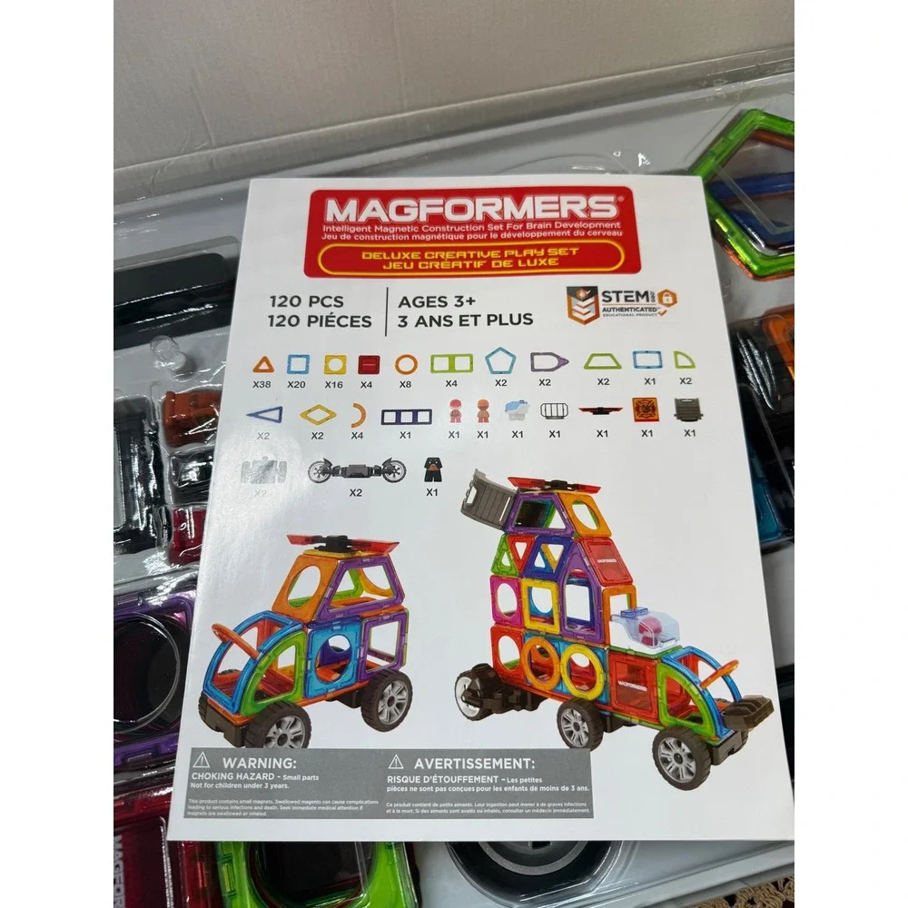 Magformers Deluxe Creative Play Set 120 Pc Magnetic Building Toy 40137 Complete